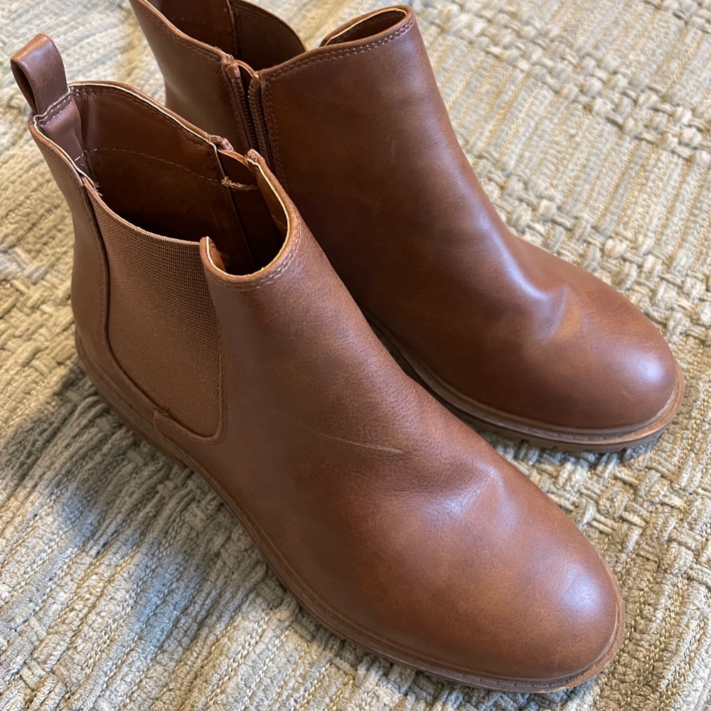Celia Brown Ankle Booties with Elastic Panels